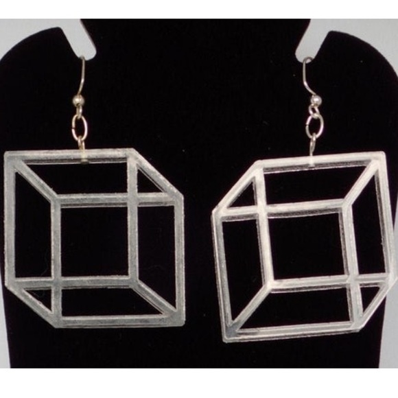 Transparent Prism Earrings - Isometric Lucite - Picture 6 of 7